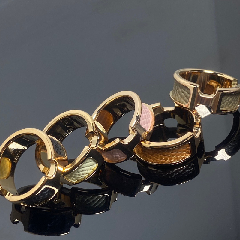 18k rose gold letters designer band ring for women men unisex classic design love lover couple rings wedding engagement leather ring jewelry