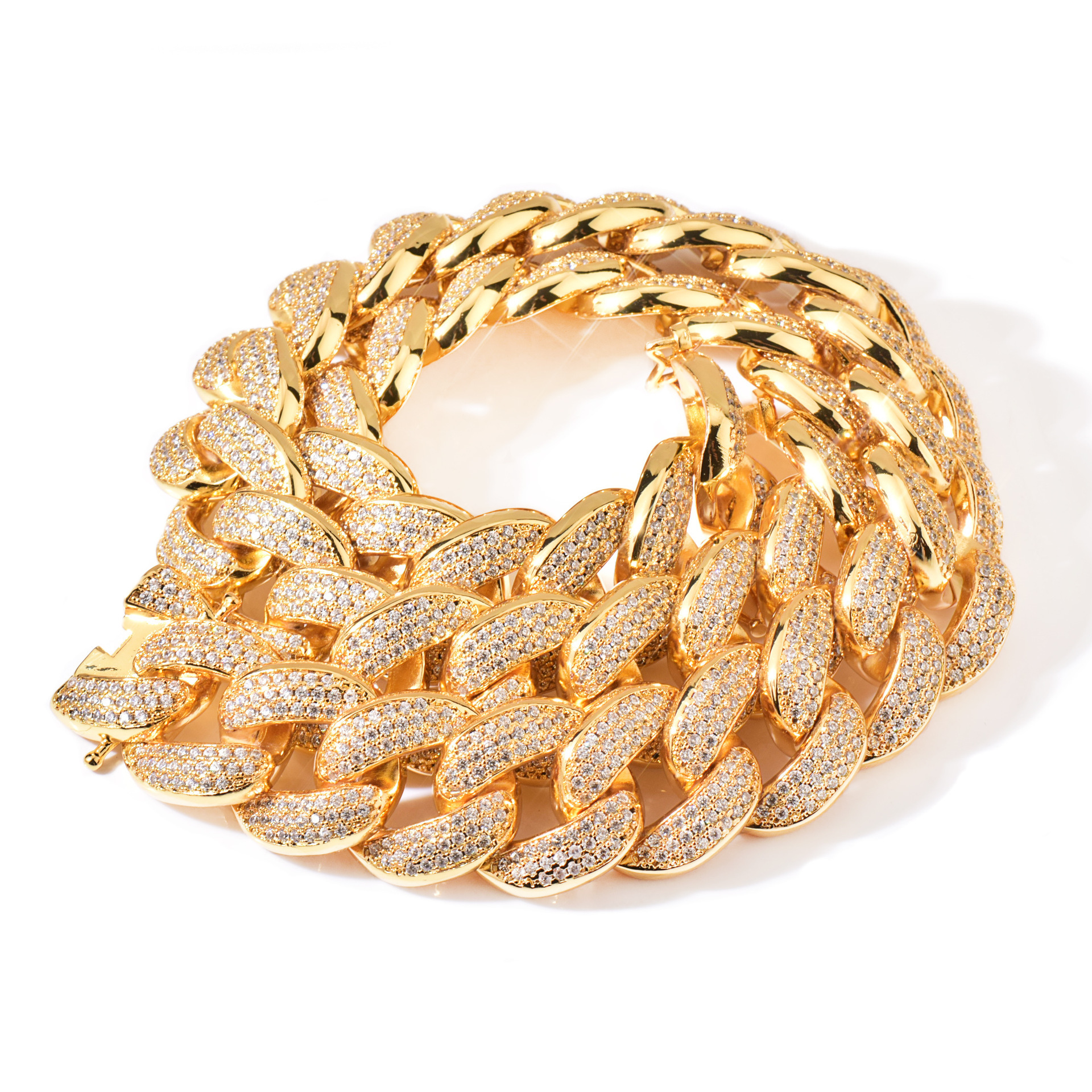 18mm Luxury VVS Moissanite Iced Out Hip Hop Rocker Cuban Chain Safety Clasp Full Diamond Men's Bling Bracelet Necklace Passes the Diamond Tester