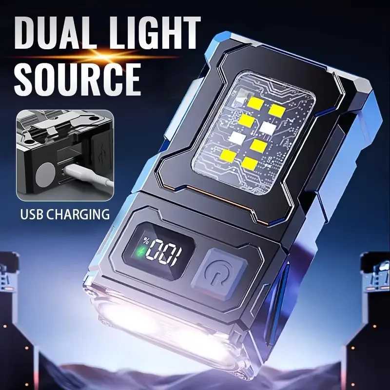 Mini Portable LED COB Flashlight Adjustable Rotatable Magnetic Torch USB Rechargeable Outdoor Torch Camping Emergency Lantern W250701