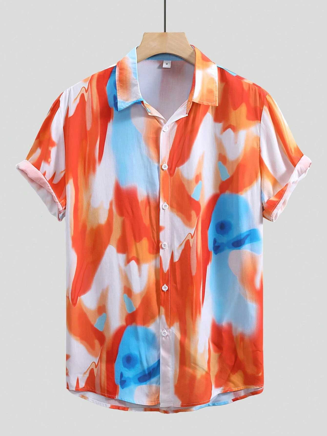 Mens And Womens Irregular Pattern Printed Shirts Casual Design Short Sleeve Shirts Fashion Button-Ups W250627