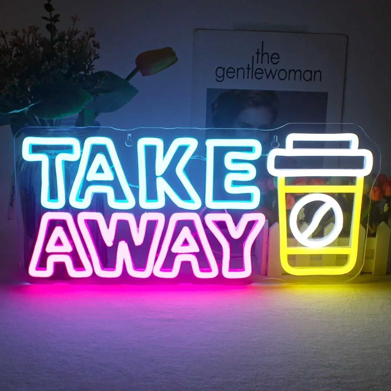Take Away Neon Sign for Wall Decor USB Powered Wall Hanging LED Neon Sign for Shop Store Coffee Shop Restaurant Wall Decor Gifts XJ250626