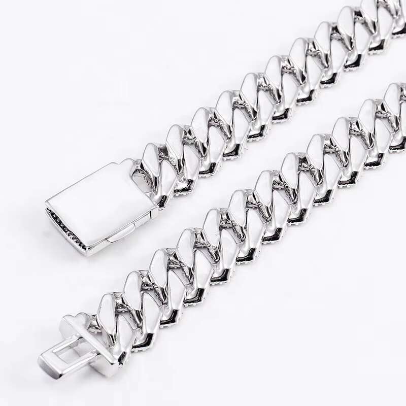 Hot Selling S925 Silver Iced Out Cuban Link Hiphop Jewelry 15mm Pass Diamond Tester D VVS Moissanite Cuban Chain Necklace
