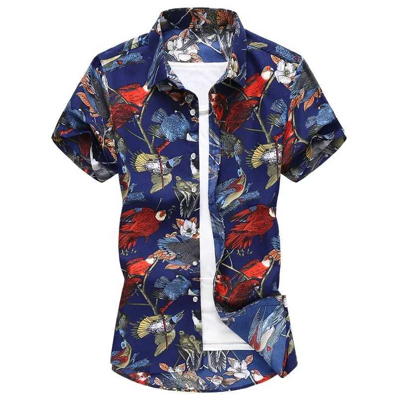 Summer Mens Short Sleeve Printed Shirt Fashionable Casual Lapel Shirts Asian Size Camisa M-5XL 6XL 7XL Chemise W250627
