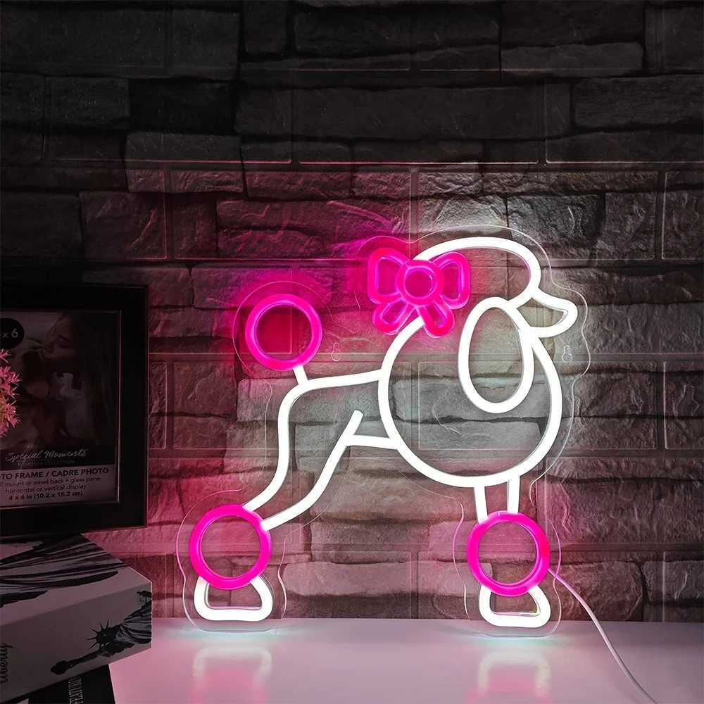 Cute Poodle Dog Neon Lights Animal Neon Sign for Bedroom Pet Shop Art Wall Decoration Pink Neon Light Birthday GiftXJ250626