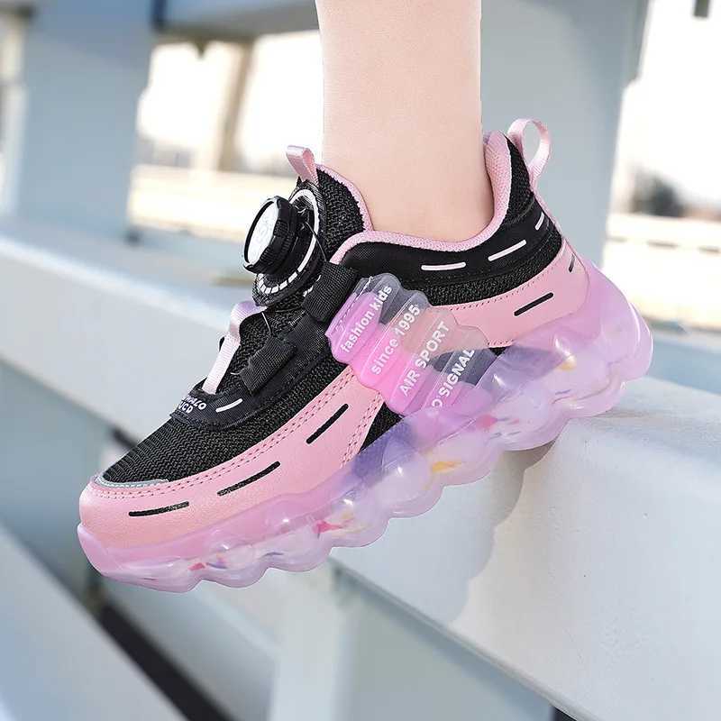 Boys and Girls Sneakers Lightweight Running Rotate Button Rubber Outsole Children Sport Shoes Outdoor Casual Kids Footwear C260130