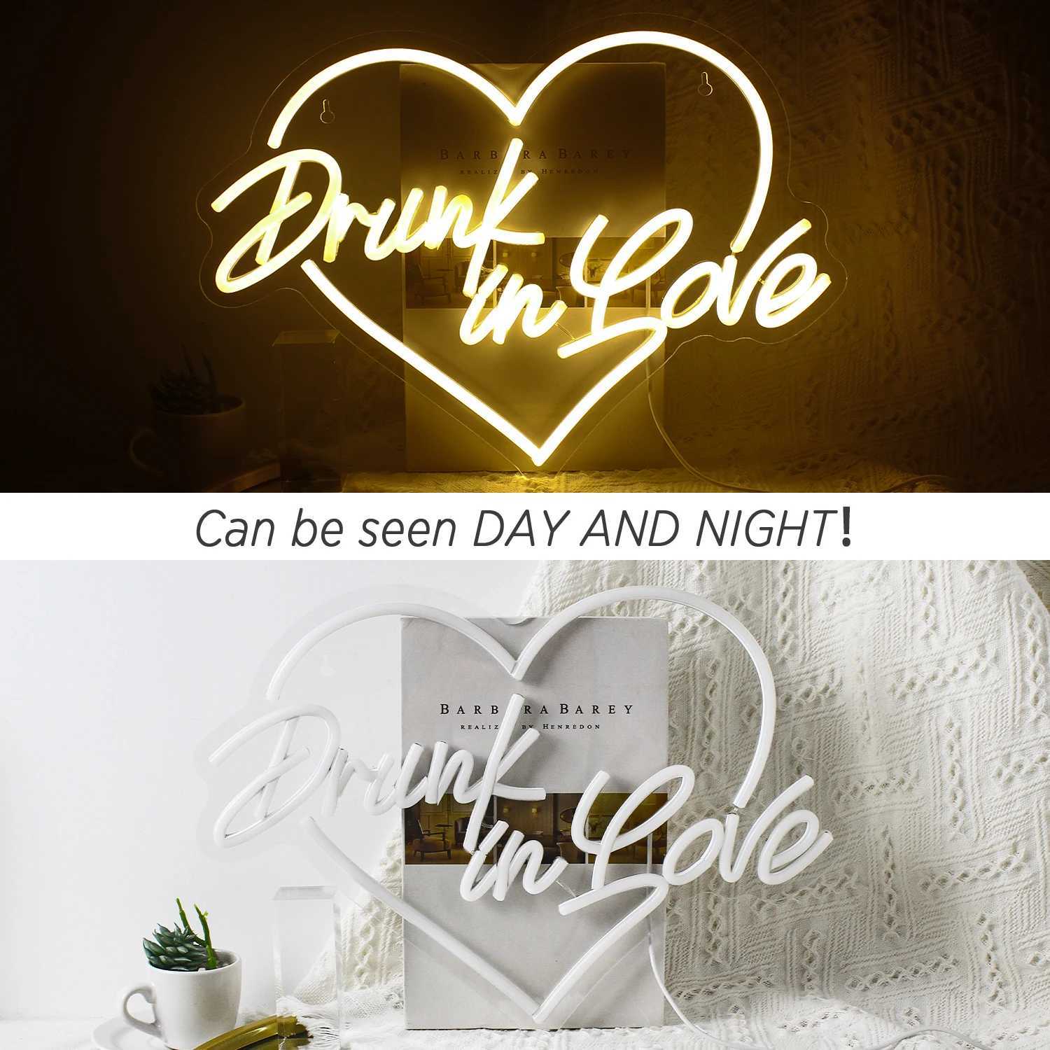 Drunk in Love Neon Light Art Sign for Wedding Neon Sign Wall Decor Gift Bar Party Engagement Bedroom Home 5V USB Powered Neon XJ250626