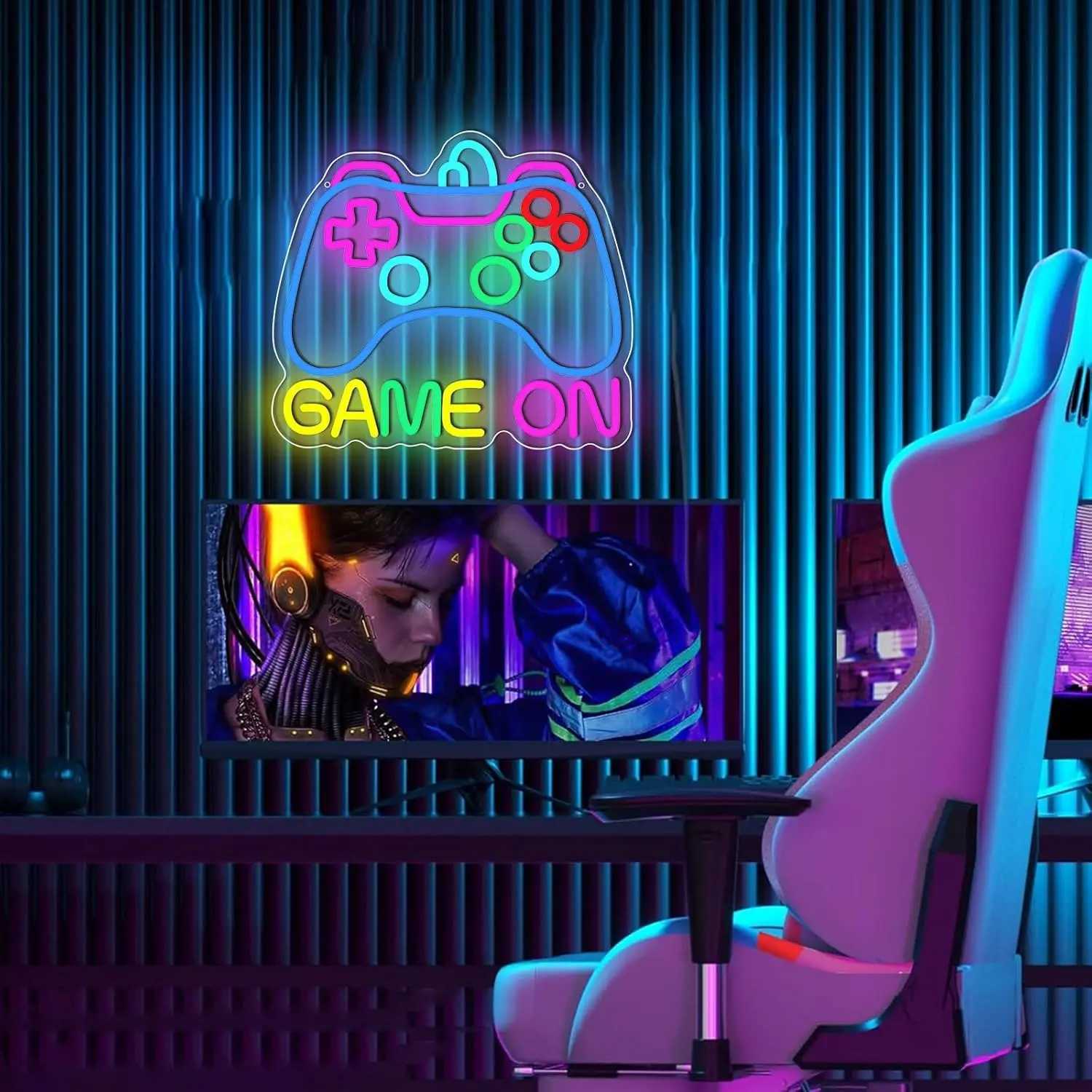 Gaming Neon Sign USB Dimmable Neon Light Sign LED Game Controller Sign for Bedroom Game Room Man Cave Wall Art Decor GiftXJ250626