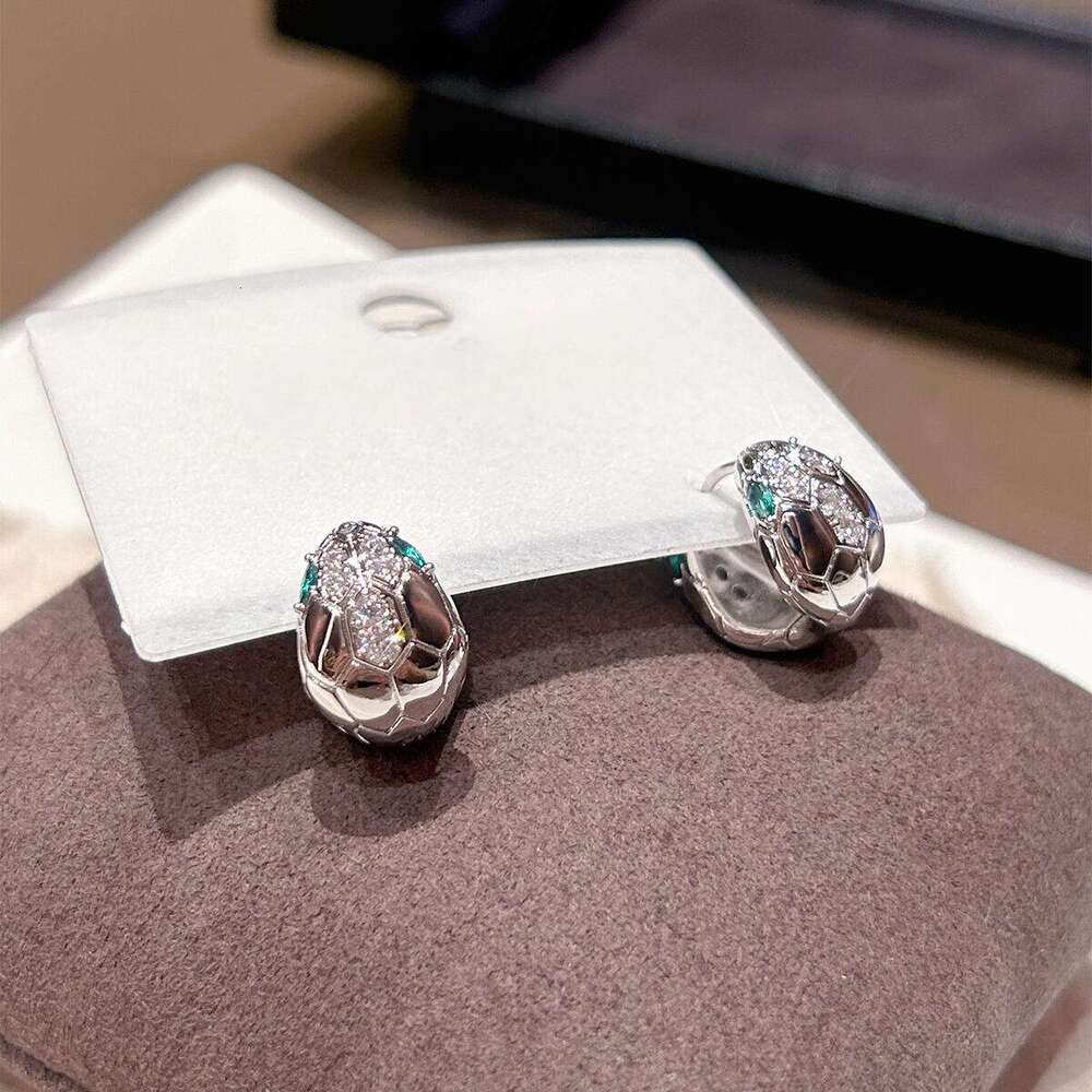 Zircon Snake Stud Earrings for Women, 2025 New bestseller, light luxury, niche design, high-end, snake-head earrings