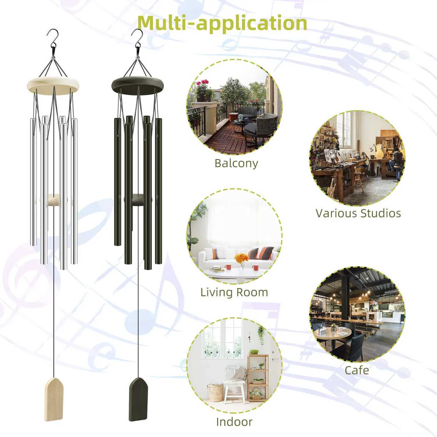 6 Tubes Wind Chimes Garden Outdoor Living Decoration Metal Wind Chimes Hanging Ornament Coffee Shop Wind Chimes Tubes X250627