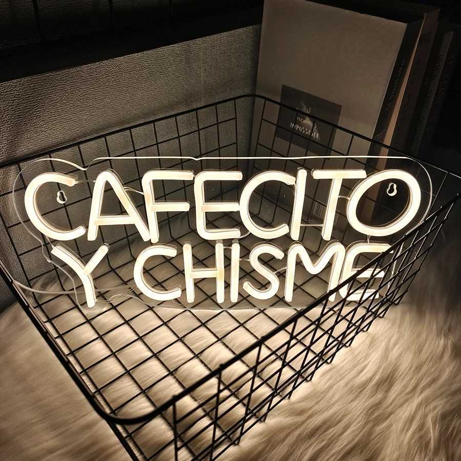 Cafecito And Gossip Neon Sign Vibrant Warm White Neon Wall Decor Coffee Shop Business Sign Restaurant Kitchen Decor Lights. XJ250626