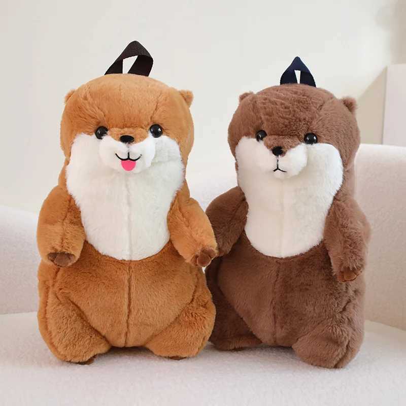 50cm Sea Otter Plush Backpack Cartoon Cute Plush Toy Soft Stuffed Animal Shoulder Bag for Kids Girls Birthday Gifts Y250626