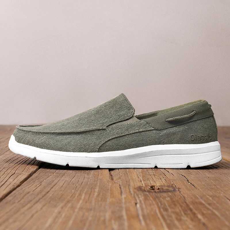 New Summer Breathable Canvas Shoes Men Loafers Slip On Sneakers Fion Casual Men Shoes Lightweight Flats Men Driving Shoes Y250707