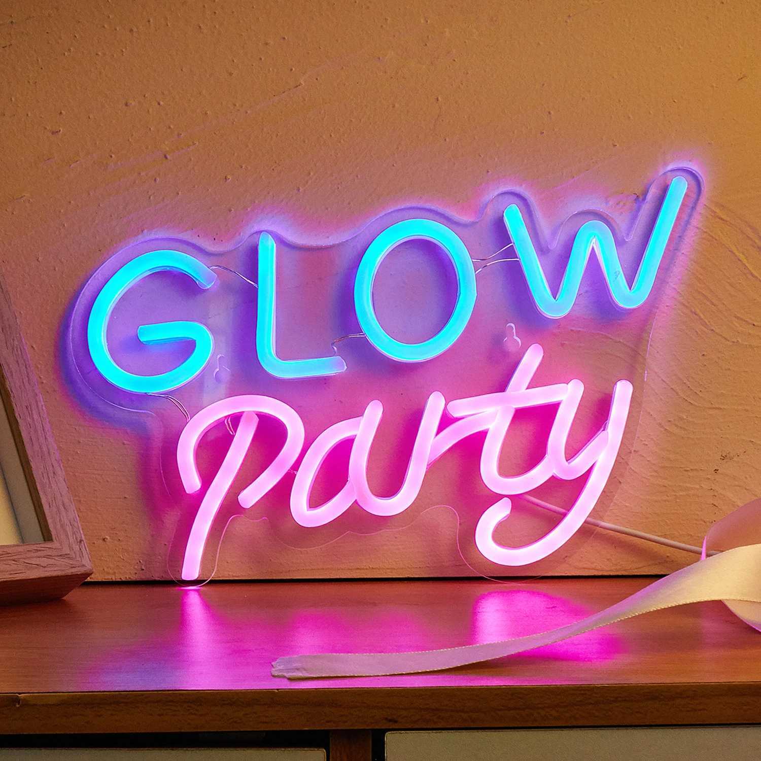 Chi-buy LED Neon Glow Party USB Powered Neon Signs Night Light 3D Wall Art Game Room Bedroom Living Room Decor Lamp Signs XJ250626