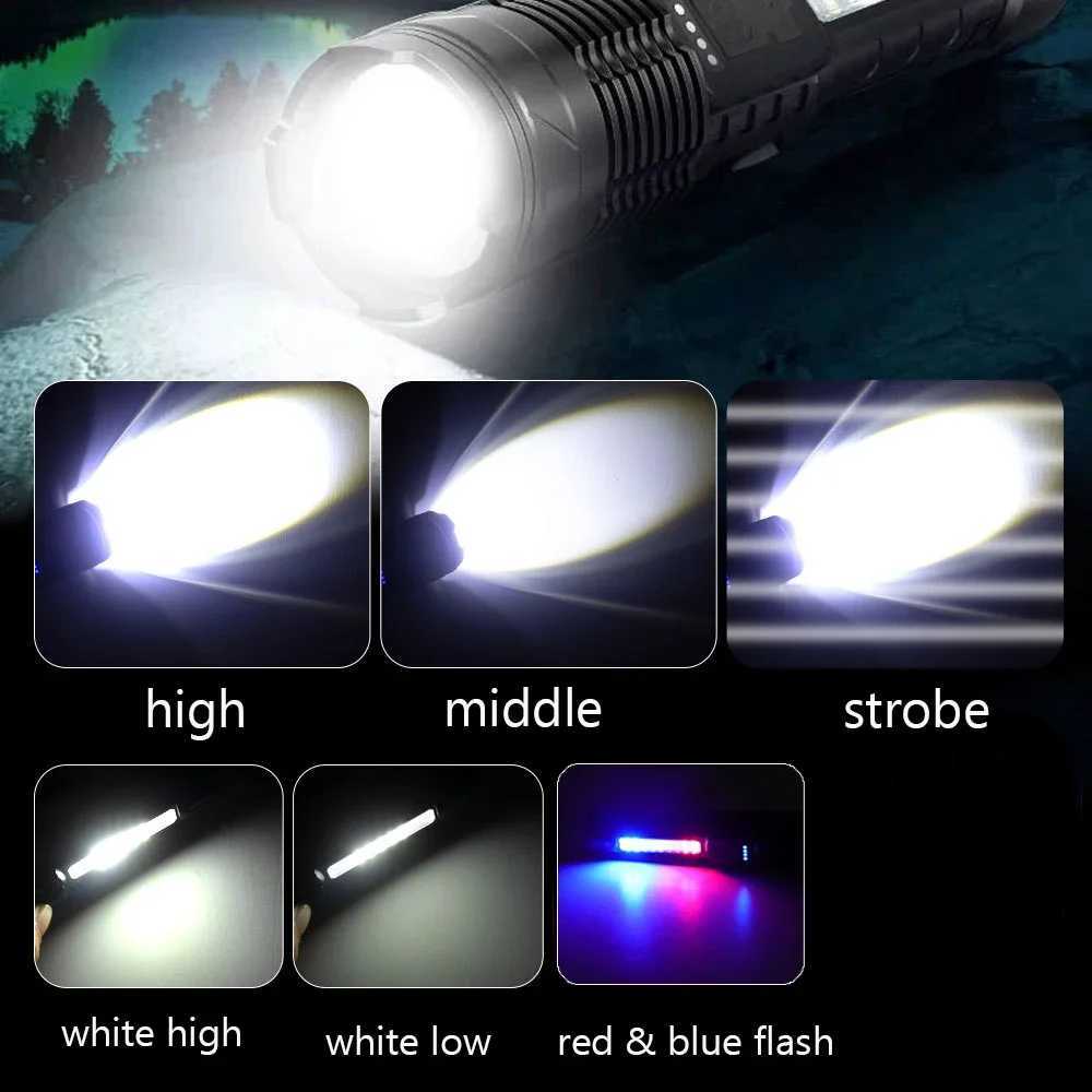 High Power LED Flashlight Portable Rechargeable LED Lamp Telescopic Zoom Torch Light Camping Hand Lantern W250701
