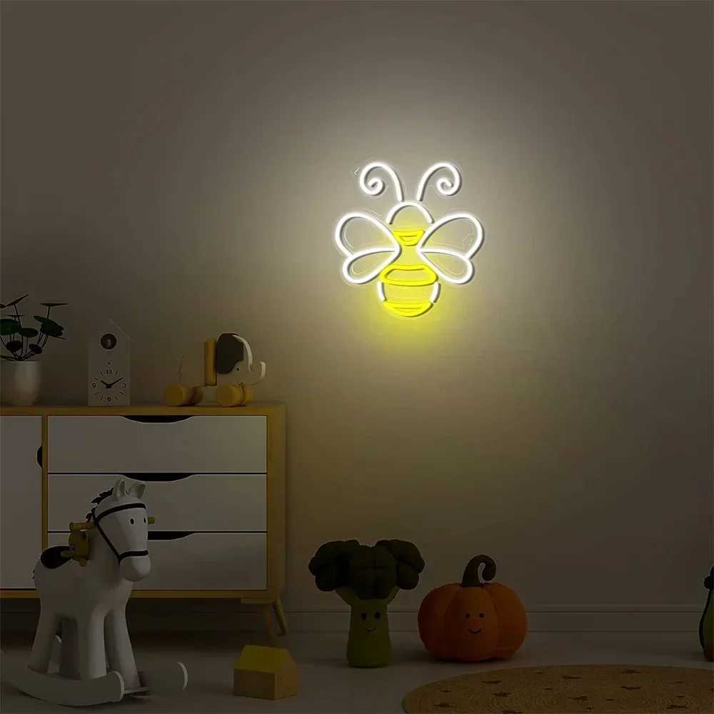 Bee Neon Sign Honey Neon Light Sign LED Animal Neon Lamps for Wall Hanging Bedroom Child Room Playground Shop Decor GiftXJ250626