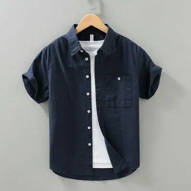Small Fresh Short-sleeved Shirt Mens Summer Thin Breathable Fashion Trendy Solid Color New Casual W250627