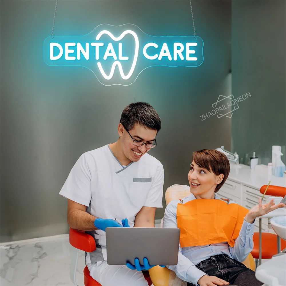 DENTAL CARE LED Neon Tooth USB Powered Neon Signs Teeth Dental Night Light 3D Wall Art Game Room Bedroom Party Decor Lamp SignXJ250626