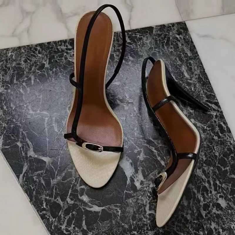 Liyke Summer Fion Buckle Open Toe Slip On Back Strap Sandals Women Black White High H Wedding Shoes Womens Shoes Y250627