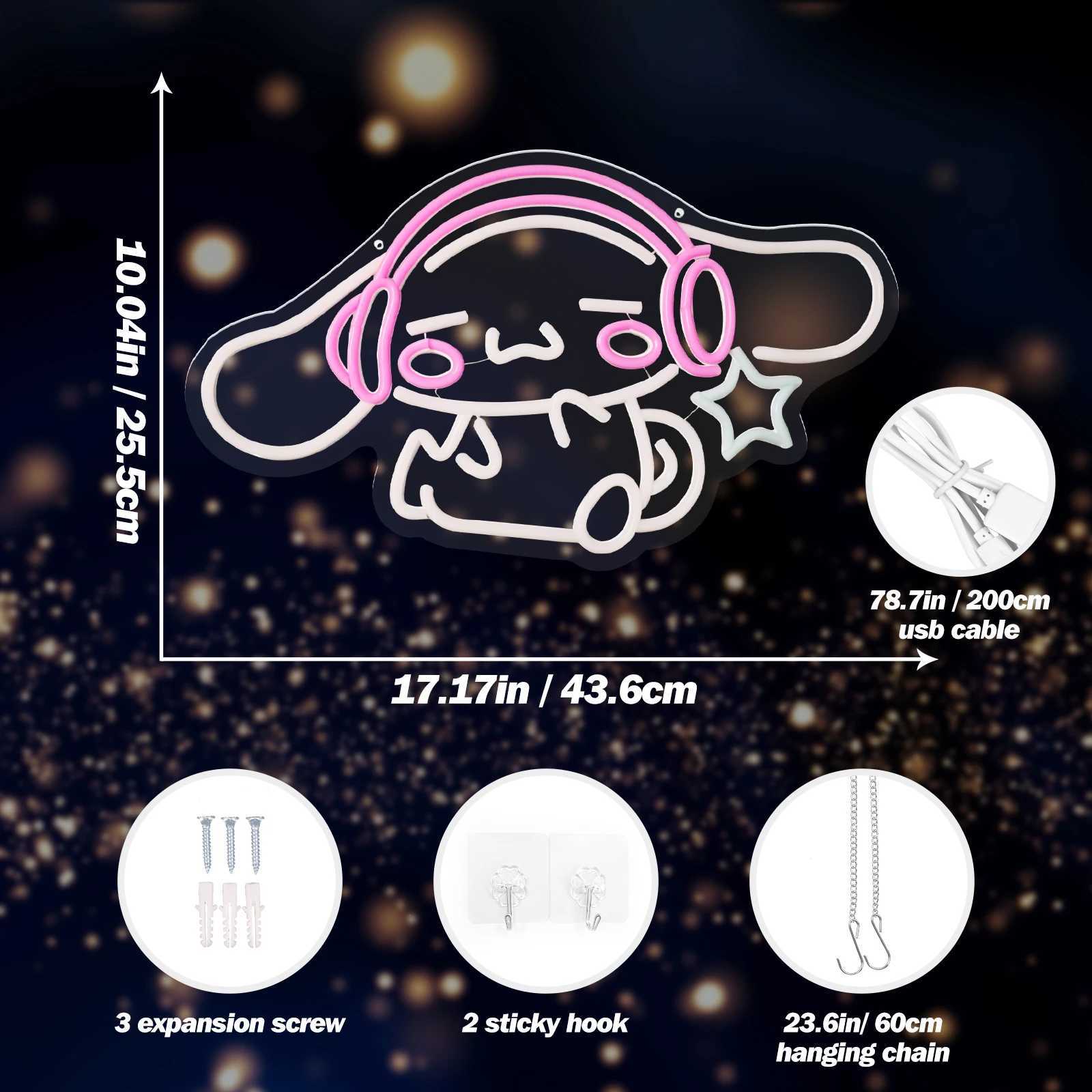 UponRay-Anime Neon Sign Cute LED Neon for Bedroom Game Room Apartment Cartoon Character Dog Home Room Decor Gift for KidsXJ250626