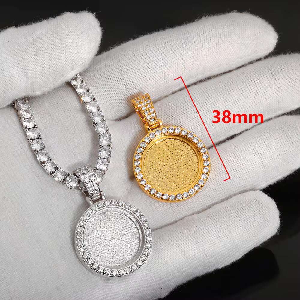 Fine Jewelry 25mm Moissanite Photo Pendant 925 Sterling Silver Custom Circle Pendant Birthday Gift for Children Tariff Free