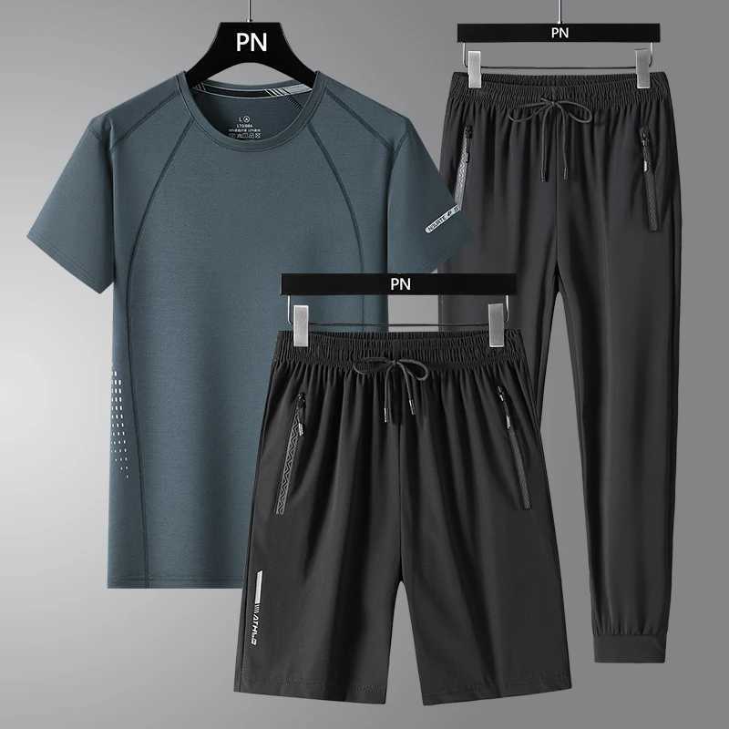 2025 Summer Black White Tracksuits for Mens Set Sleeve T-Shirt Shorts Sportswear Brand Sporting Suit Oversize Comfort Loose New XJ250627