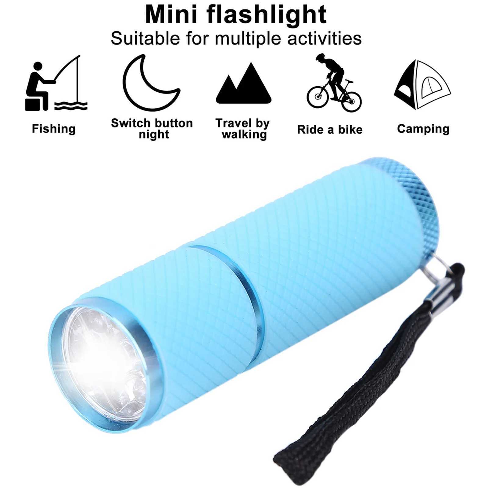 Mini Torch 9 LED Flashlight For Children Adults Aluminum Alloy Night Fishing LED Torch with Lanyard Outdoor Camping Light W250701