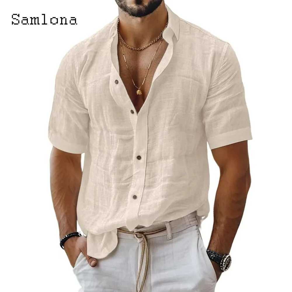 Men Short Sleeve Board Shirt Clothing 2025 Europe Summer Fashion Basic Top Solid White Blouse Plus Size Mens Casual Beach Shirts W250627