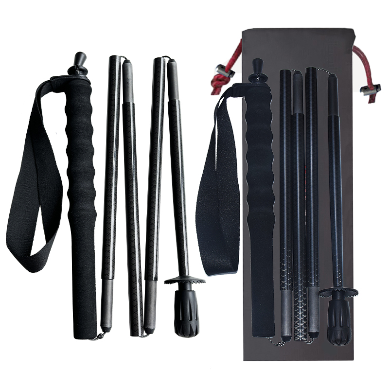 OKHEALING Fish-scale Pattern Carbon Fiber Trekking Poles Ultra-light Off-road Folding Cane Portable Walking Stick with EVA Handle for Hiking, Camping,