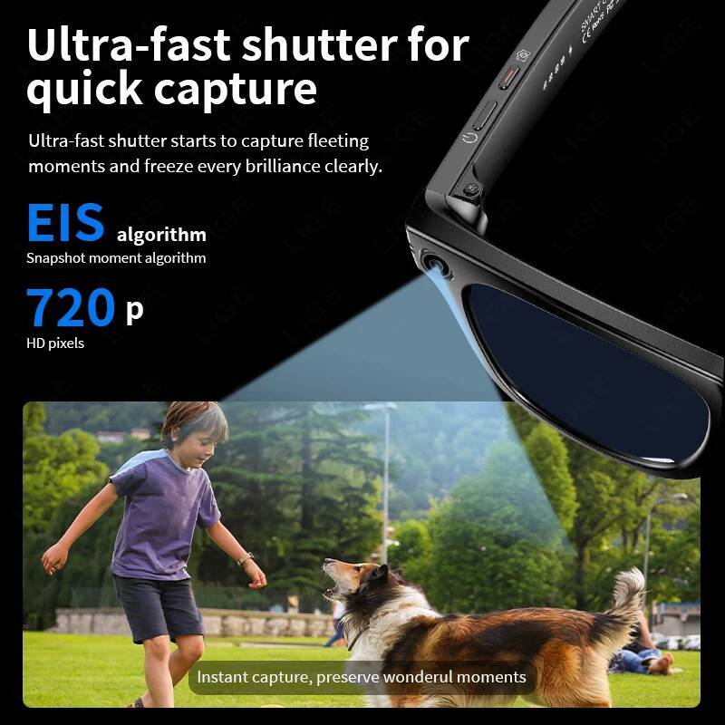 Smart Recording Videos AI Photo Recognition Answer Translation 260Mah Large Battery Ip65 Waterproof Bluetooth Glasses