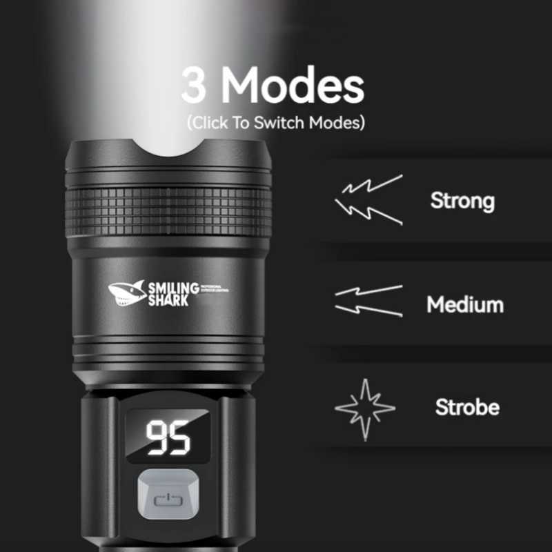 Smiling Shark SD5242 Rechargeable Flashlight P50 LED Handheld Torch Zoomable 1200mAh Tactical Lantern for Outdoor Camping W250701