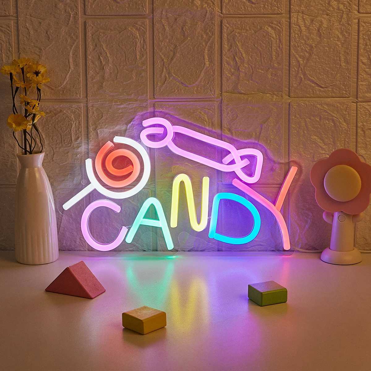 Chi-buy LED Neon Candy USB Powered Neon Signs Night Light 3D Wall Art Game Room Bedroom Living Room Decor Lamp Signs XJ250626