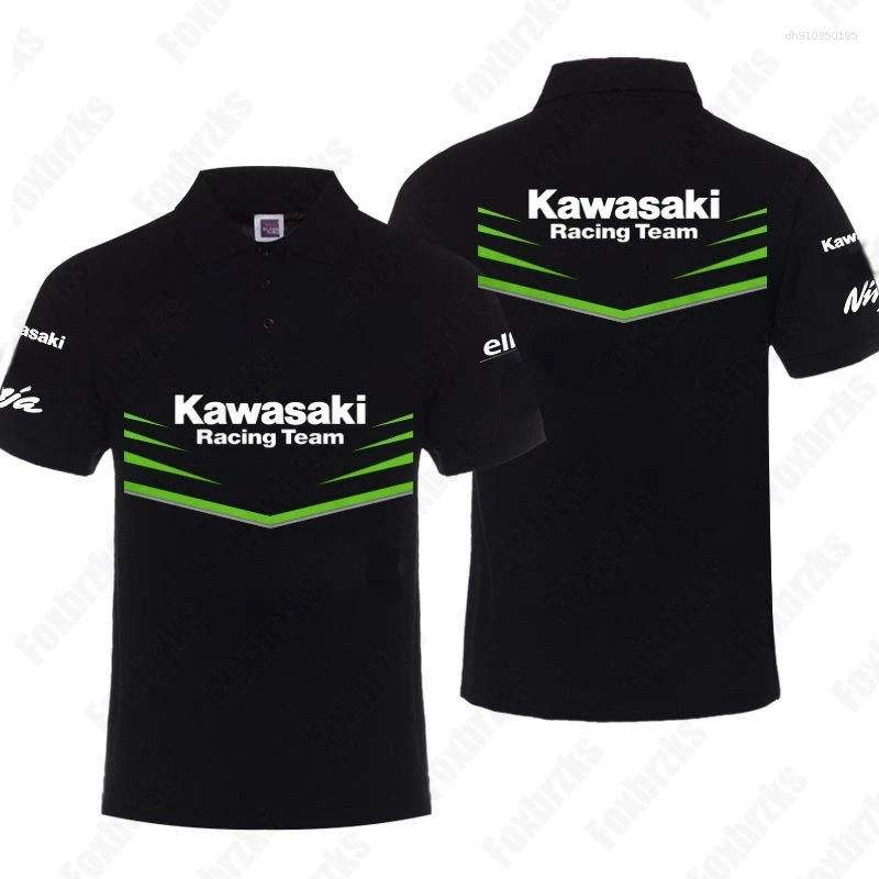 Men's Polos All-match Motorcycle Heavy Machine Riding POLO Shirt Summer Outdoor Kawasakis Pure Short-sleeved T-shirt