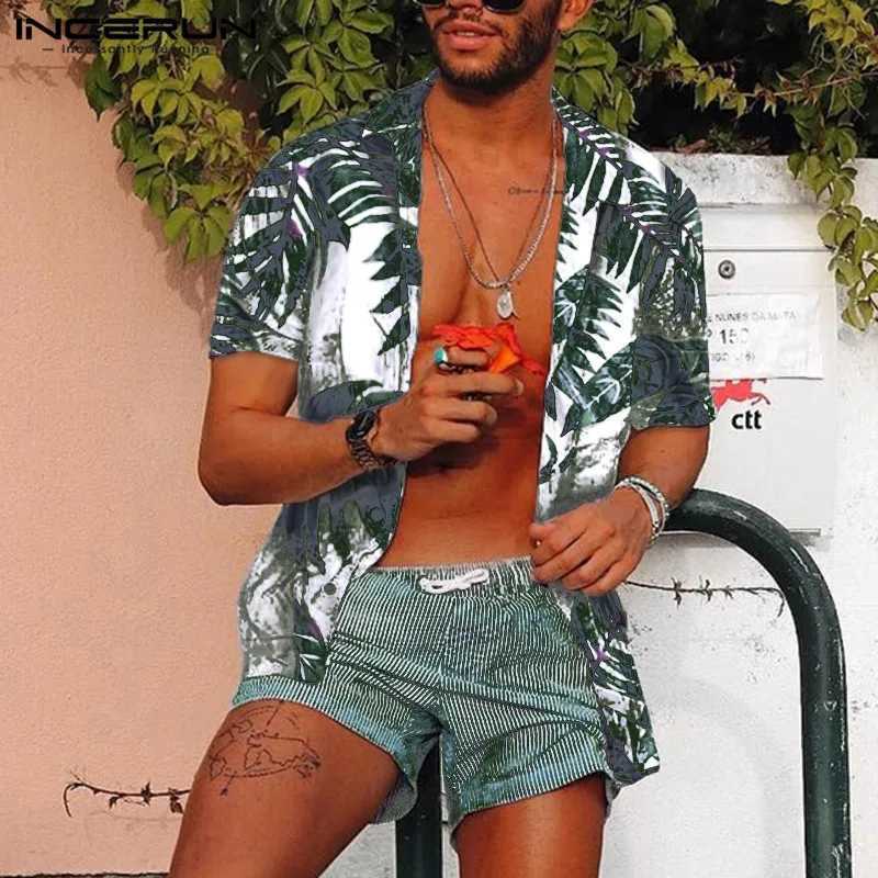 Summer Hawaiian Red Shirts Tropical Floral Men Tops Casual Shirt Short Sleeve Cotton Button Chemise Loose Vacation Beach W250627