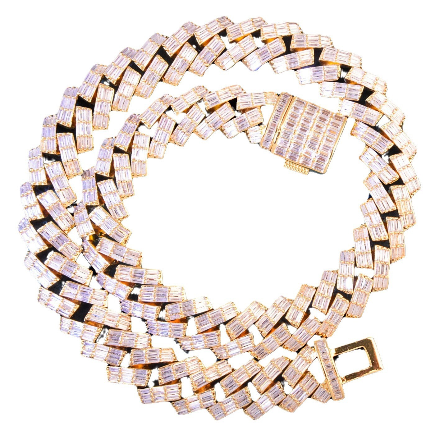 15mm Luxury VVS Moissanite Full Step Cut Iced Out Hip Hop Cuban Chain Edgy Trendy Versatile Bracelet Necklace Passes the Diamond Tester