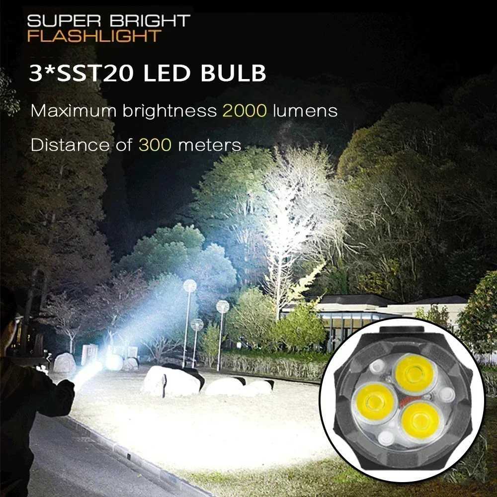 Powerful Mini LED Flashlight Super Bright Aluminum Pocket Torch Rechargeable Waterproof Hiking Camping Flash Light with Magnet W250701