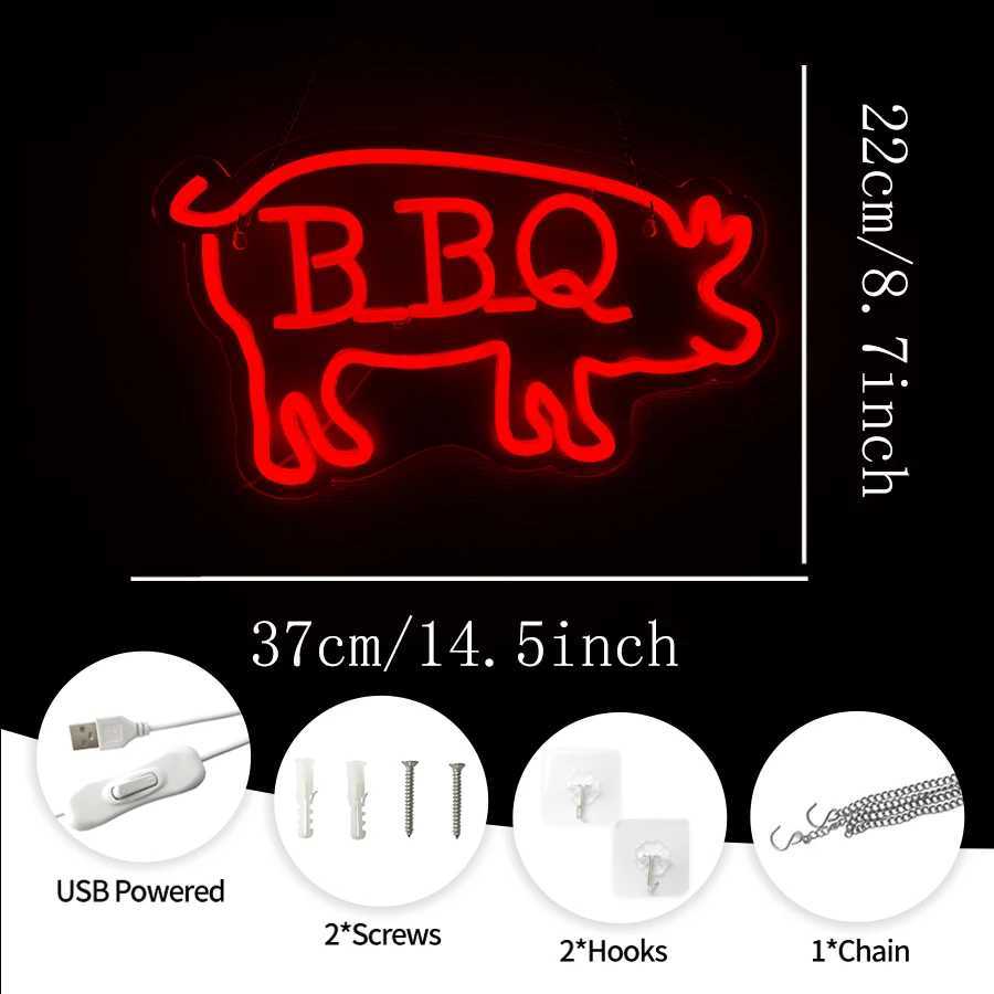 BBQ Neon Sign for Party Decor Summer Barbecue Holidays Party Supplies LED Sign for BBQ Shop Restaurant USB Powered XJ250626