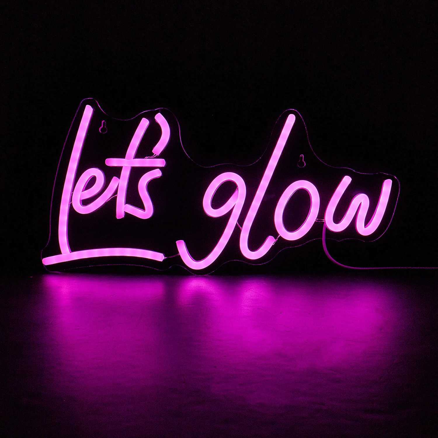Chi-buy Lets Glow LED Neon Sign USB Powered Neon Signs Night Light 3D Wall Art Game Room Bedroom Living Room Decor Lamp Signs XJ250626