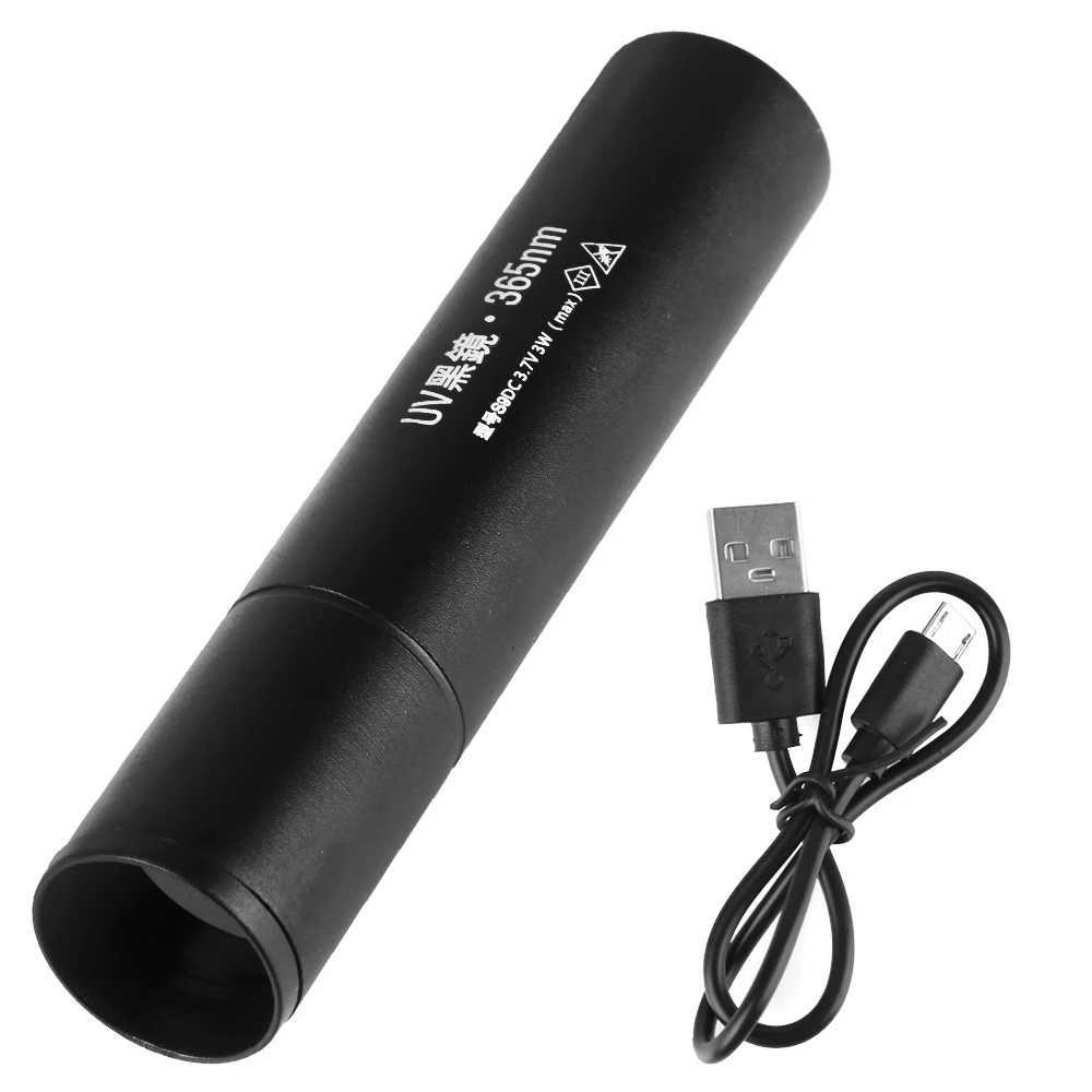 Ultraviolet Torch Black Light 3W USB Rechargeablec 365nm Cat tinea Money Ore Scorpion Detection Urine SV57 Pets UV Flashlight W250701