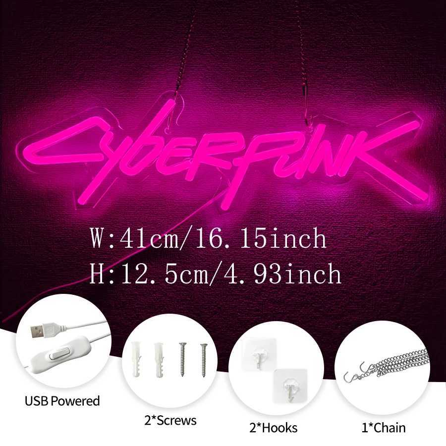 Cyberpunk Neon Sign Pink Letter Sign Used For Wall Decor Unique Gift For Computer Enthusiasts E-Sports Room Man Cave Decor. XJ250626