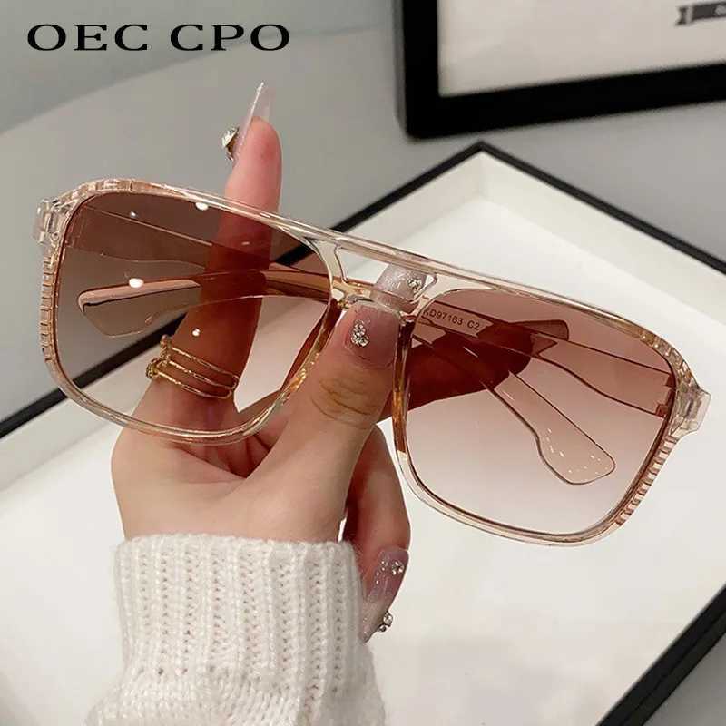OEC CPO Square Double Bridges Sunglasses Women Retro Shades UV400 Trending Orange Yellow Sun Glasses Female Fashion Men Eyewear U250627