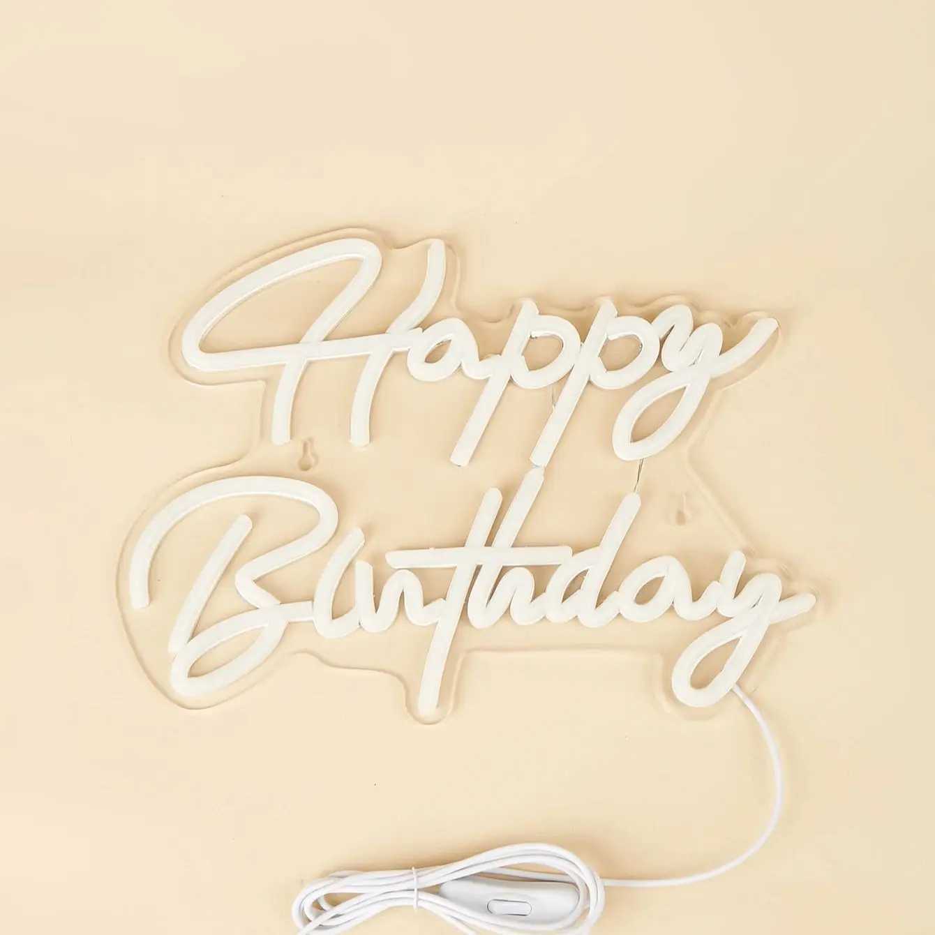 Chi-buy LED Neon Italic happy birthday USB Powered Neon Signs Decor Lamp Signs Birthday Gift Wall Art For Bedroom Room Bar ShopXJ250626