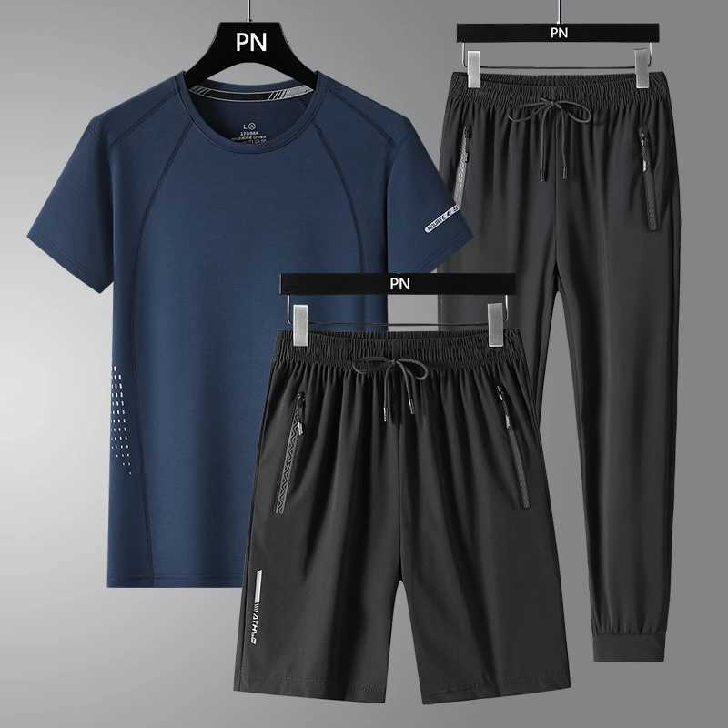 2025 Summer Black White Tracksuits for Mens Set Sleeve T-Shirt Shorts Sportswear Brand Sporting Suit Oversize Comfort Loose New XJ250627