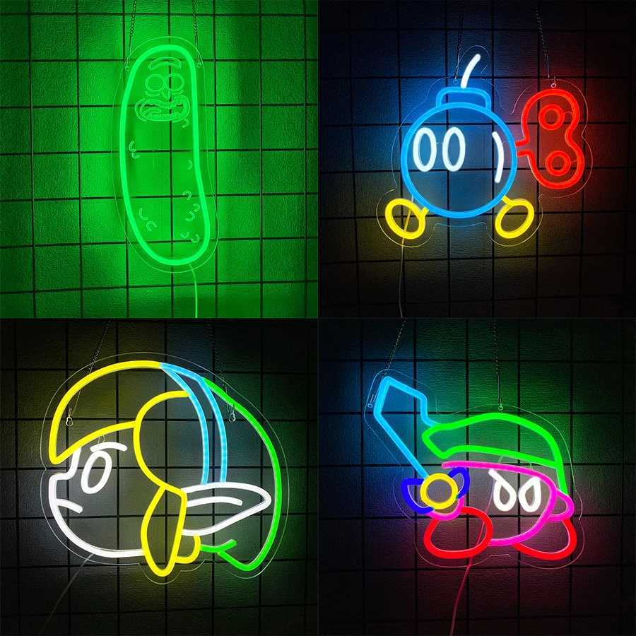 Neon Sign Anime Rick LED Neon Lights for Wall Decor Bomb LED Sign Anime Decor for Man Cave Bedroom Game Room Pickle Party XJ250626