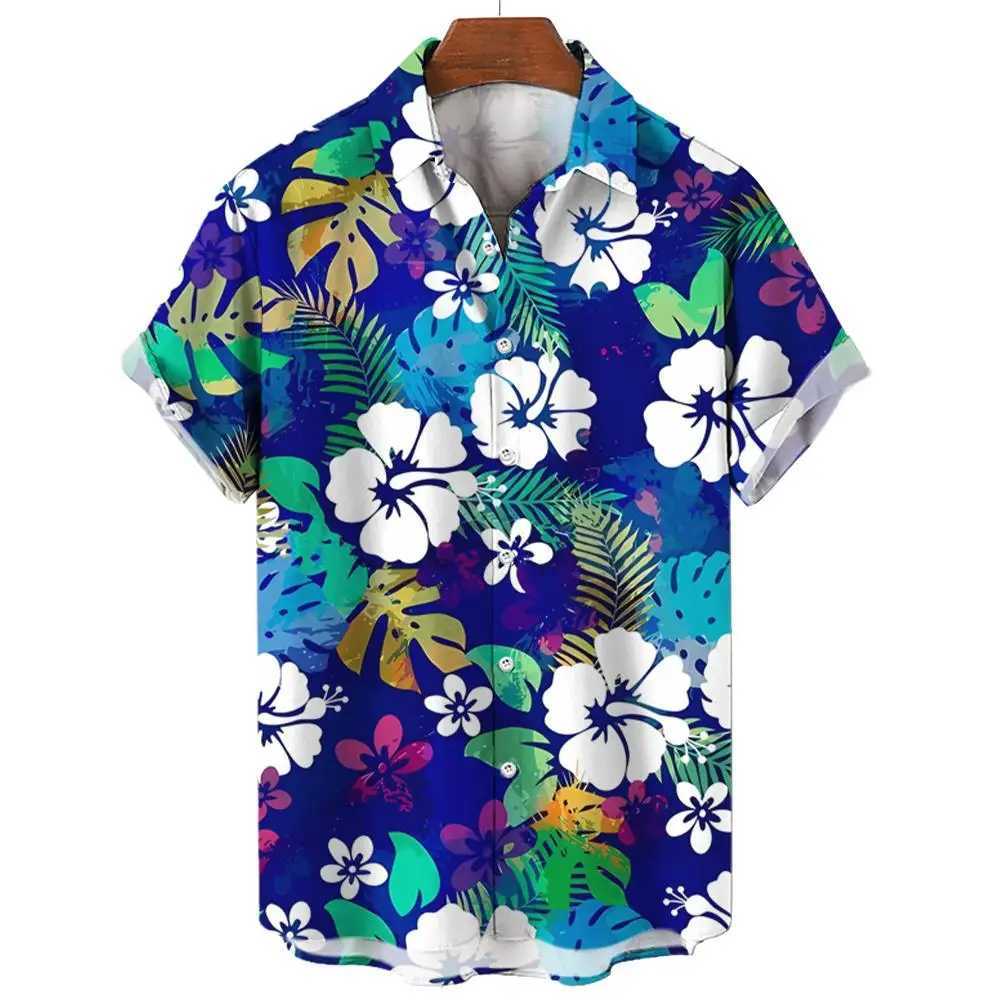 Mens Shirt Summer New Hawaiian Shirt Casual Shirt Beach Shirt Short Sleeve Flower Plant Lapel Hawaiian Holiday Clothing Apparel W250627