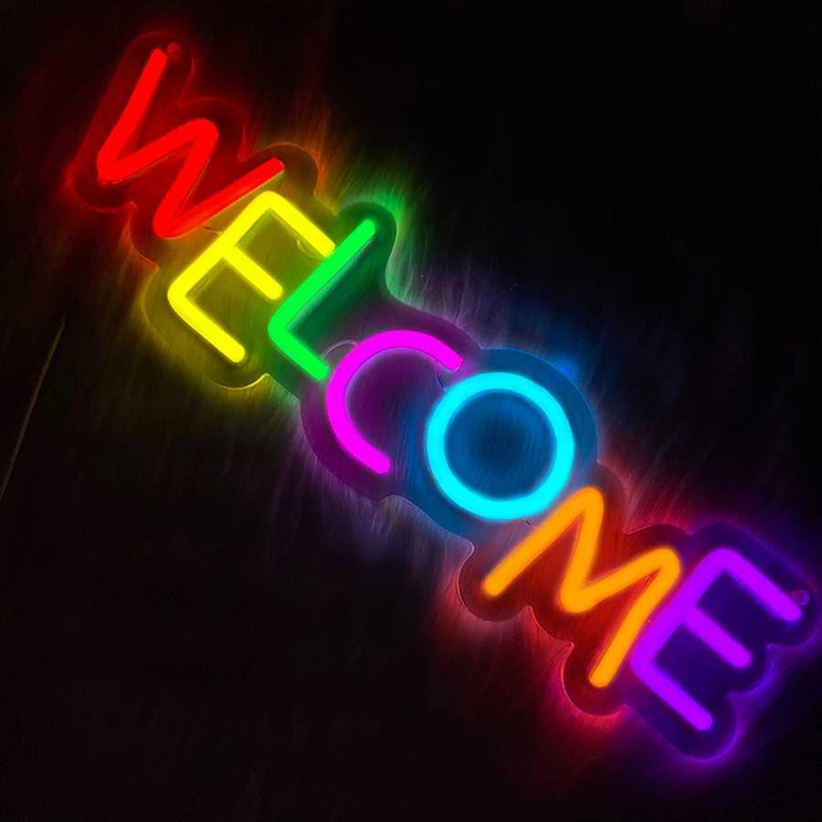 Welcome Neon Sign For Wall Decor LED Neon Light For Game Room Bedroom Living Room Party Decor Restaurant Pubs Bar Salon Cafes XJ250626