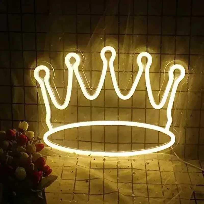 Crown Led Neon Sign Warm White Wall Decor Neon Signs for Wall Decor Kids Room Girls Bedroom Apartment Birthday Party Decoration XJ250626