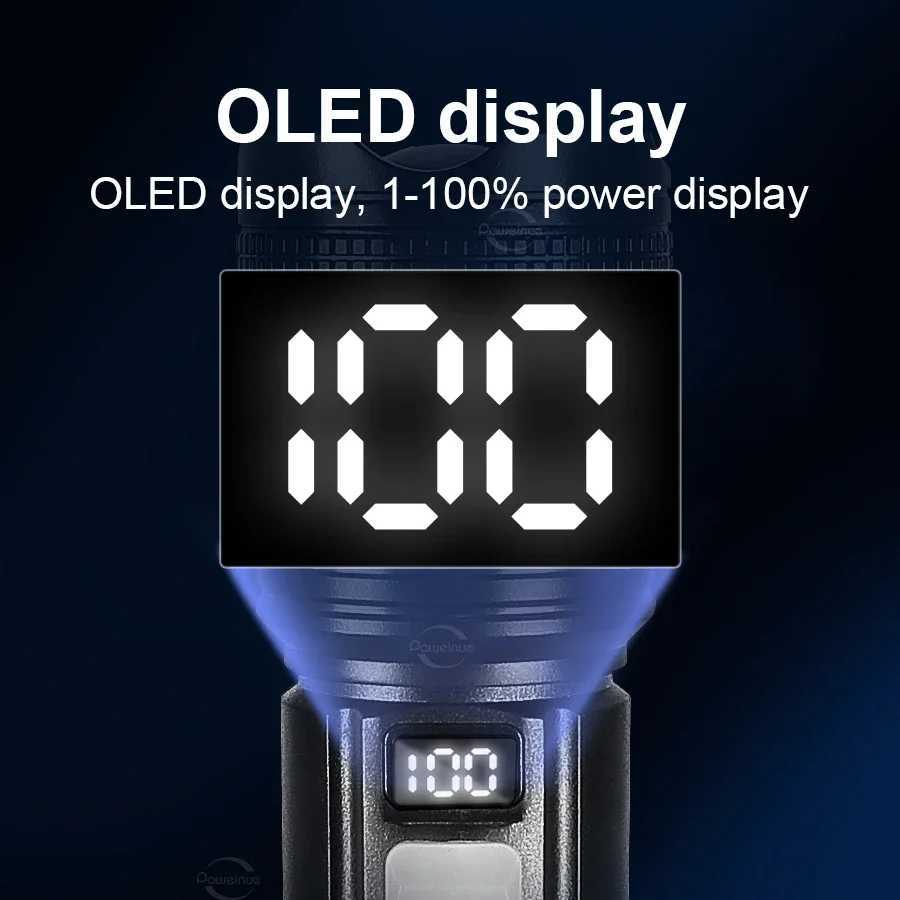 High Power LED Flashlights Built-in Battery USB Rechargeable Strong Hand Light Multifunctional Torch Lamp For Emergency Camping W250701