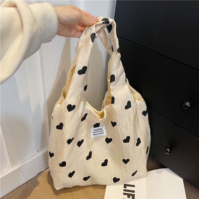 Chinese Style Free shipping Cloth for Women 2024 Spring New Fashion Heart Tote Casual Large Capacity Shopping Bag