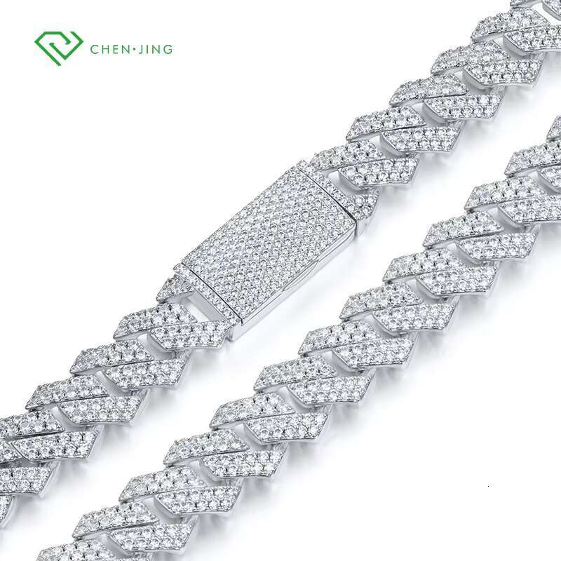 Fine Jewelry White Solid 10K 14K 18K Gold Lab Diamond Cuban Link Chain 6mm 8mm 10mm 12mm Cut HPHT Diamond Cuban Necklace