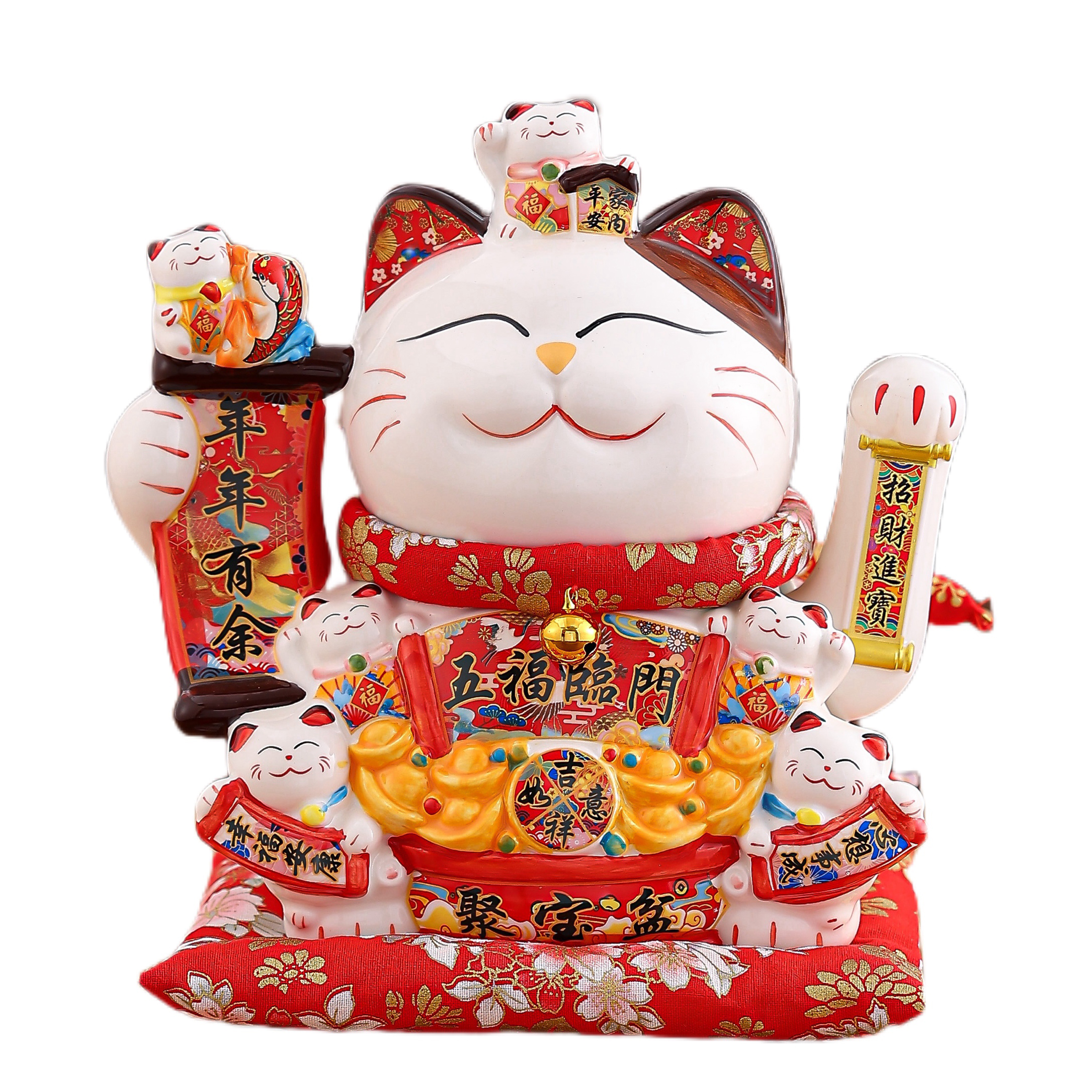 Lucky Cat Decorative Ornament with Automatic Hand-Wave for Office & Home Prosperity Symbol Wave-Shaking Fortune Feline Statuette